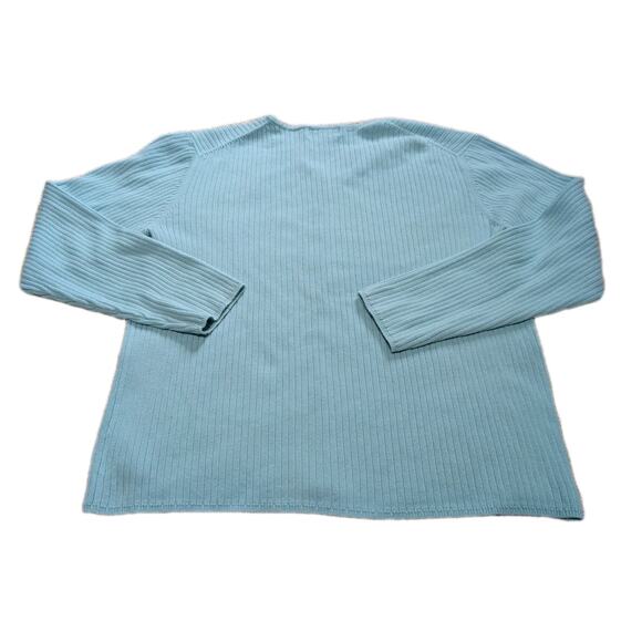 Eddie Bauer Turquoise Blue Cotton Cable Knit 3/4 Sleeve Cardigan Sweater Size M - Picture 2 of 4